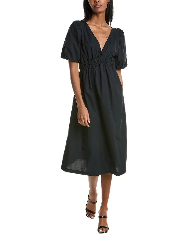 ba&sh Kindy Midi Dress Stylish Off-Shoulder Ruffle Dress