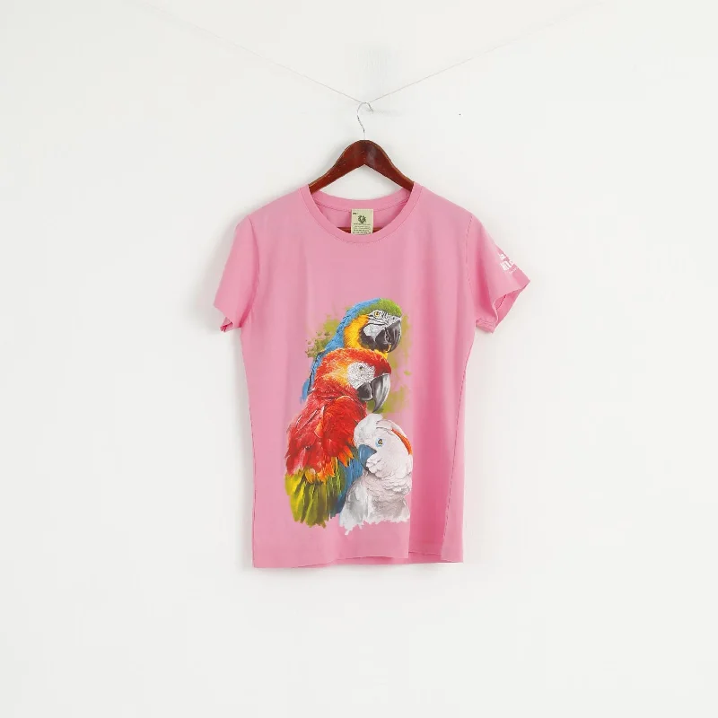 Ralf Nature Women XL Shirt Pink Cotton Parrot Oasis Wildlife Short Sleeve Top Classic Denim Short Sleeve