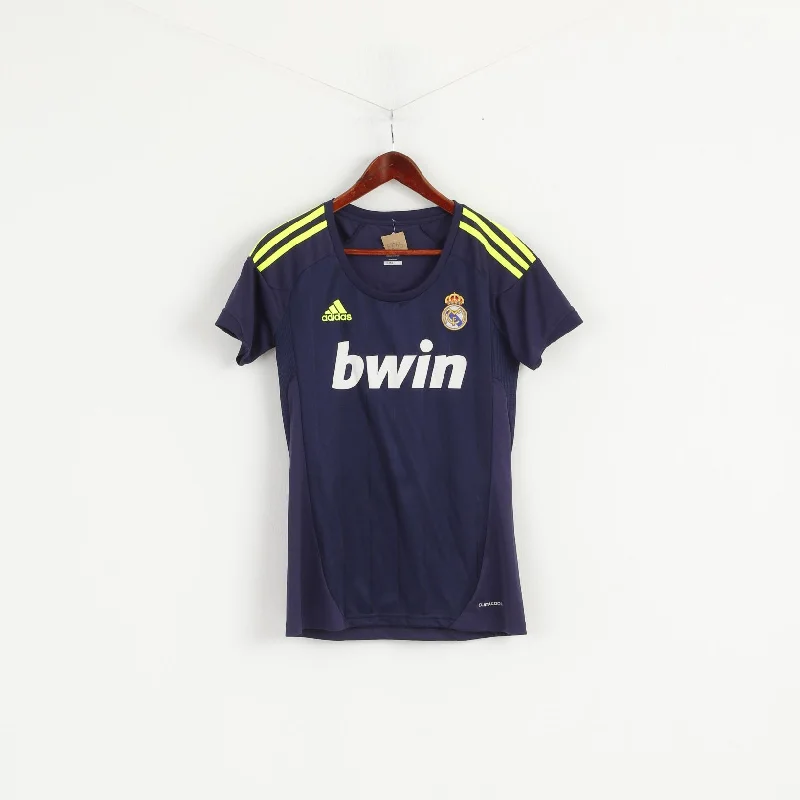 Adidas Real Madrid Women M Shirt Blue Football Club Ozil #10 Jersey Top Soft Cotton Short Tee