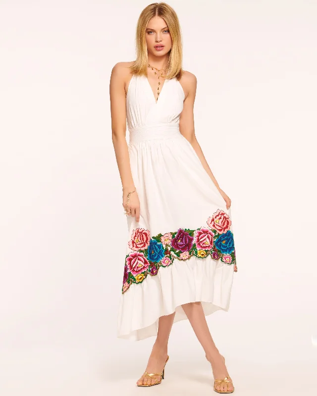 Cordelia Embellished Midi Dress Fashionable Floral Embroidery Midi Dress