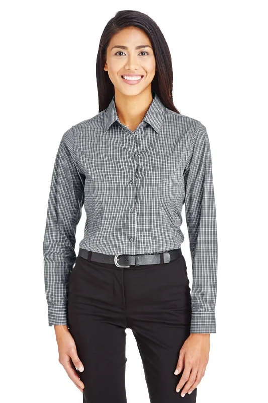 Devon & Jones Womens CrownLux Performance Moisture Wicking Long Sleeve Button Down Shirt - Graphite Grey Elegant Longline Short Shirt