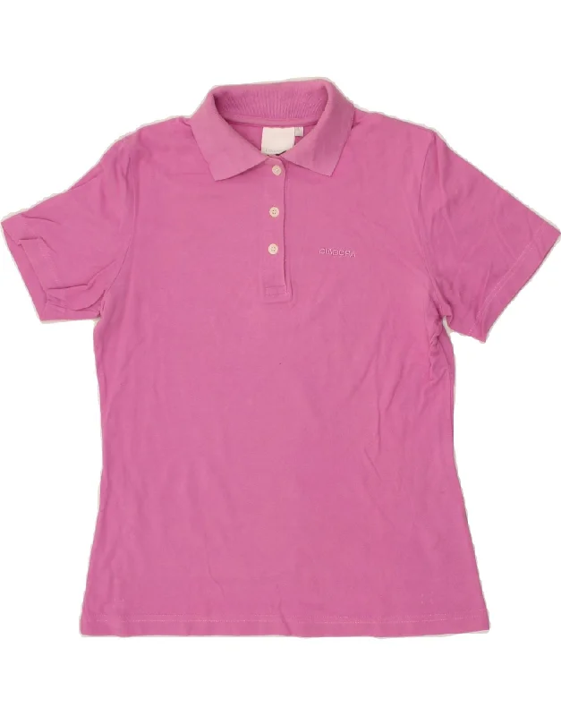 DIADORA Womens Polo Shirt UK 14 Large Pink Cotton Fashionable Tied Short Sleeve