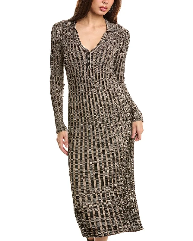 Elie Tahari Rib Polo Midi Dress Stylish Midi Dress with Cuffs