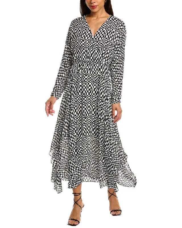 Elie Tahari Surplice Silk Midi Dress Cozy T-shirt Midi Dress