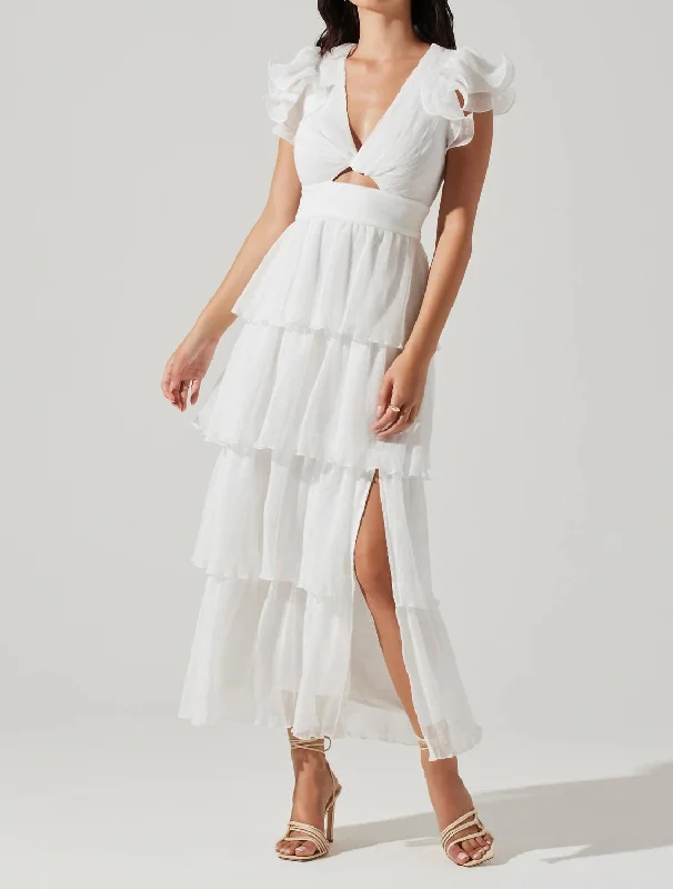 Emporia Tiered Tulle Midi Dress In White Cozy Tie-Dye Midi Dress