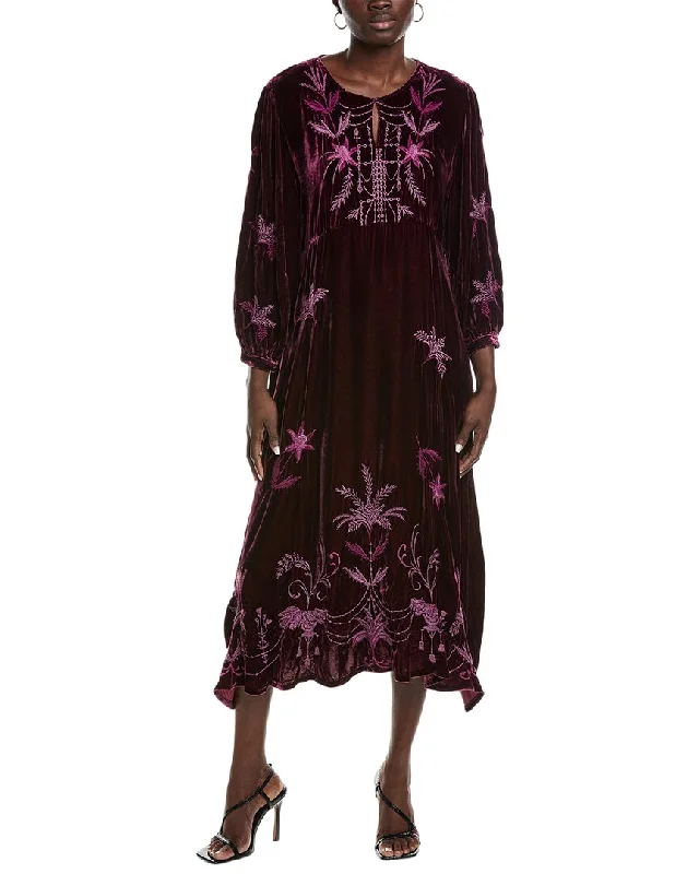 Johnny Was Palmira Velvet Effortless Midi Dress Eg Comfortable Floral Print Midi Dress