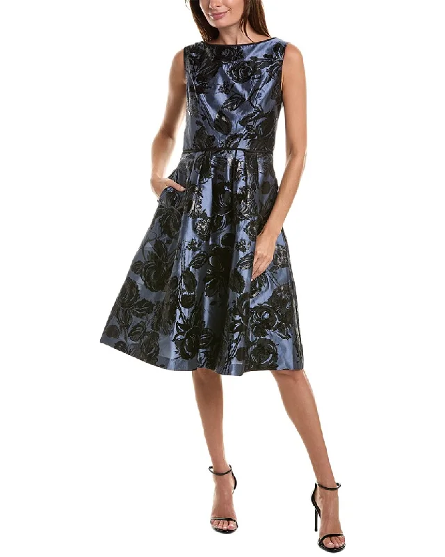 Kay Unger Jackie Jacquard Midi Dress Trendy Ruched Side Midi Dress