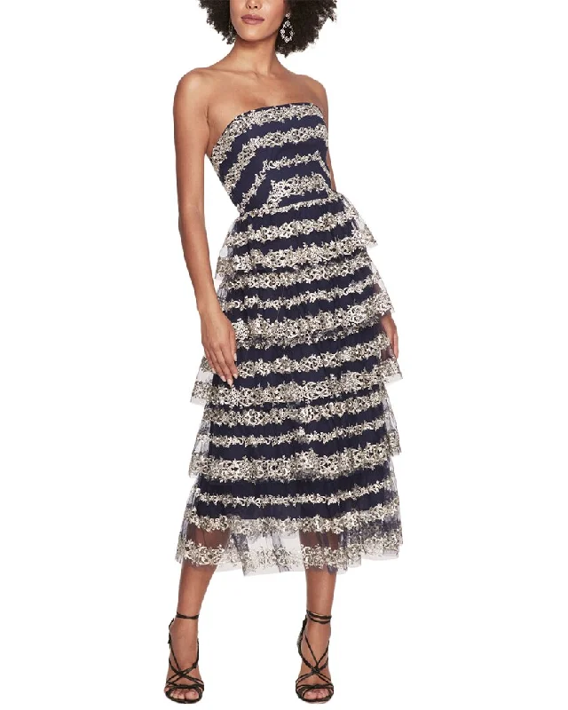 Marchesa Notte Tiered Midi Dress Trendy Knit Midi Dress