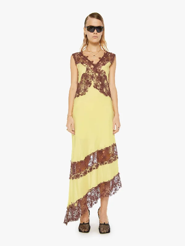 Maria Cher Lex Midi Dress - Yellow Elegant Pleated Sleeve Midi Dress