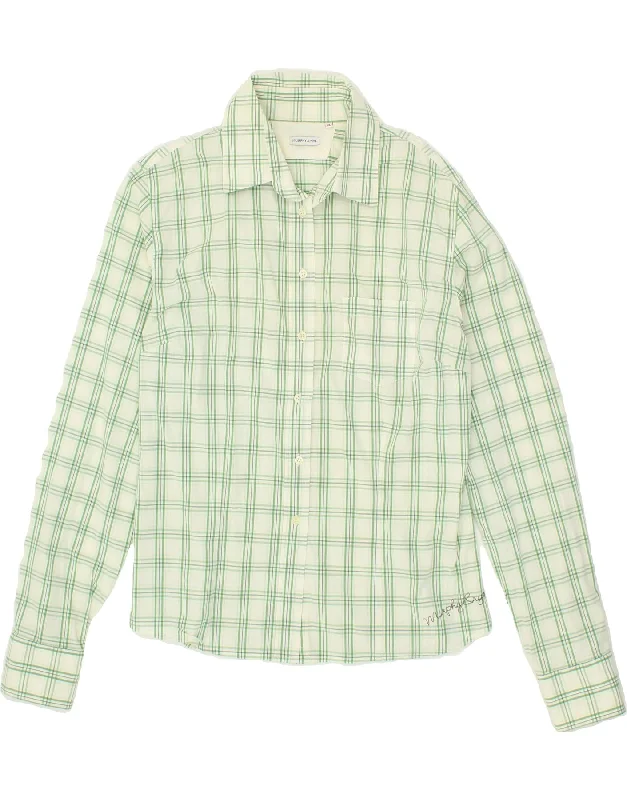 MURPHY & NYE Womens Shirt UK 18 XL Green Check Cotton Classic Short Sleeve Tunic