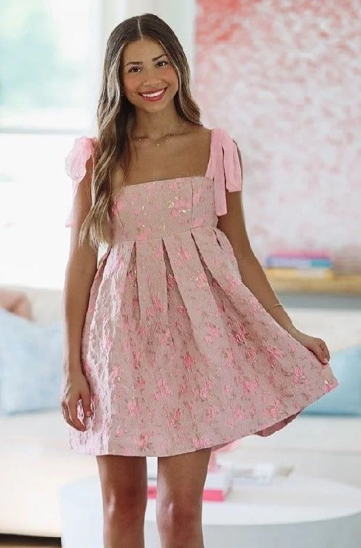 One Step Ahead Floral Mini Dress - Pink Comfortable Ruffle Mini Dress