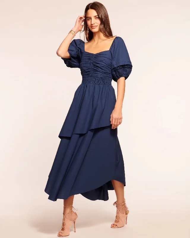 Persephone Poplin Smocked Midi Dress Stylish Satin Midi Dress