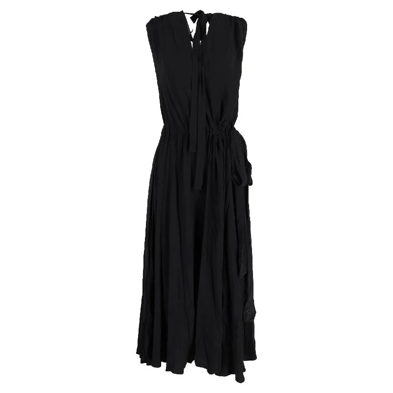 Prada Midi Dress in Black Silk Cozy Knit Midi Dress