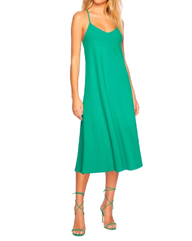 Racer Tank Midi Dress 32" In Nettle Fashionable Skater Midi Dress