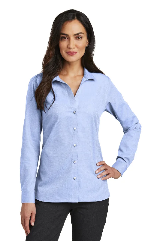 Red House Womens Nailhead Wrinkle Resistant Long Sleeve Button Down Shirt - Blue Pearl - Closeout Modern Casual Short Sleeve