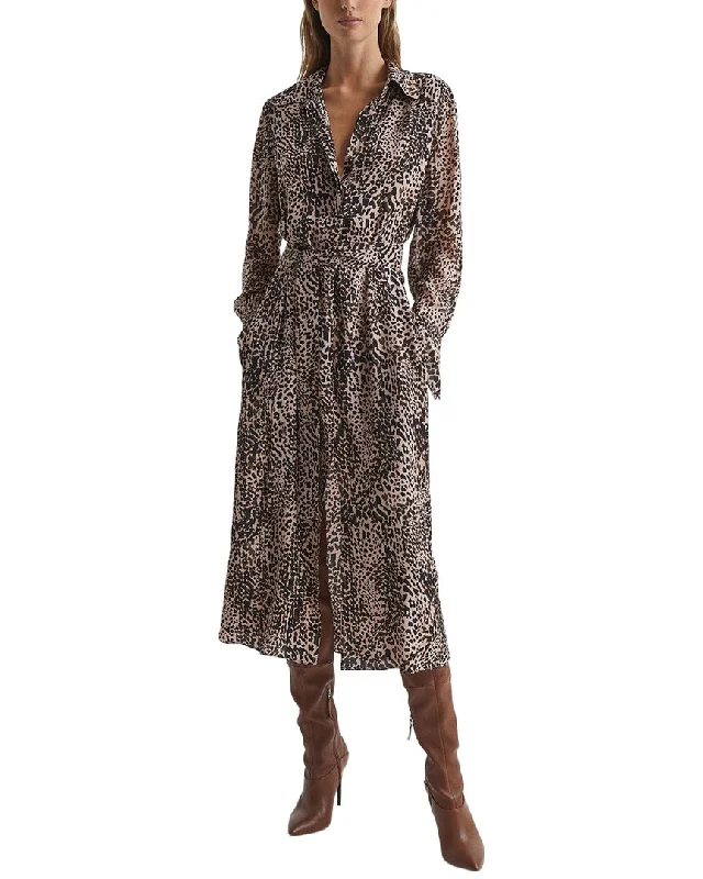 Reiss Tabitha Animal Print Midi Dress Cozy Midi Dress with Pockets