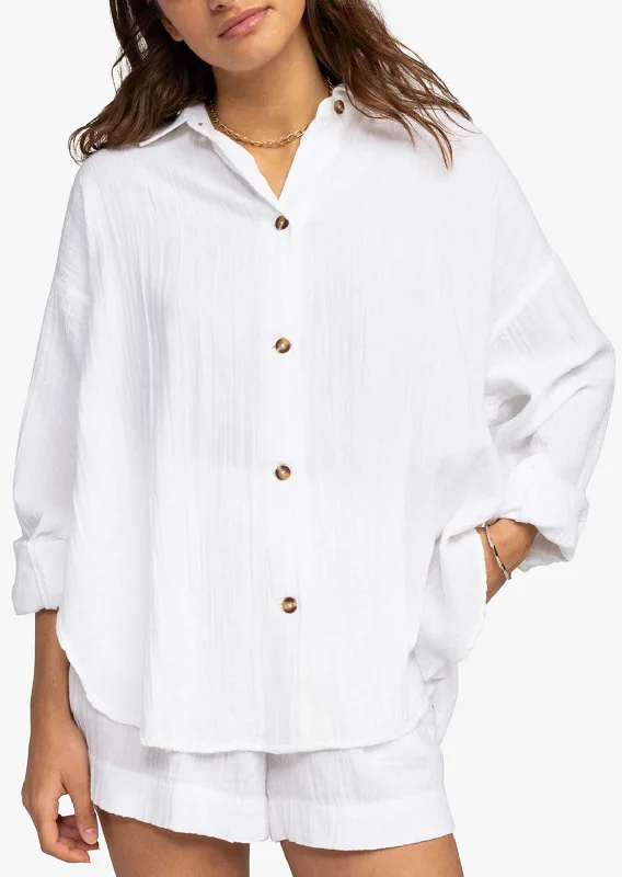 Roxy Women's Button Up Shirts Comfortable Summer Short Shirt