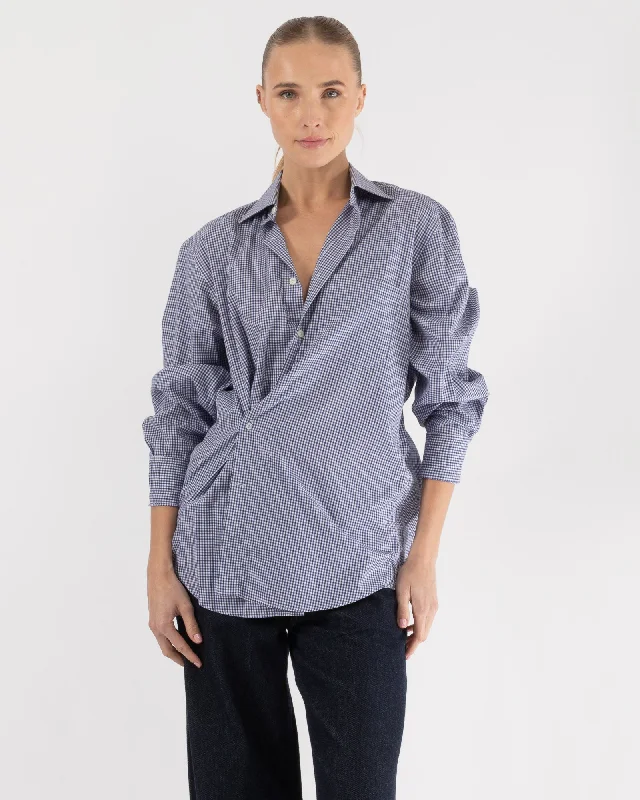 Upcycled Shirt Casual Ruffle Short Shirt