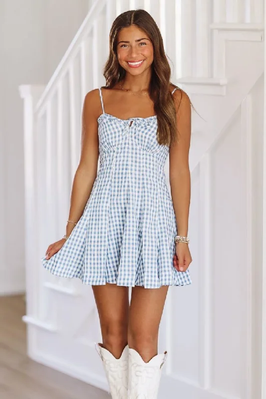 What it Seems Like Mini Dress - Blue and Ivory Chic Sleeveless Mini Dress