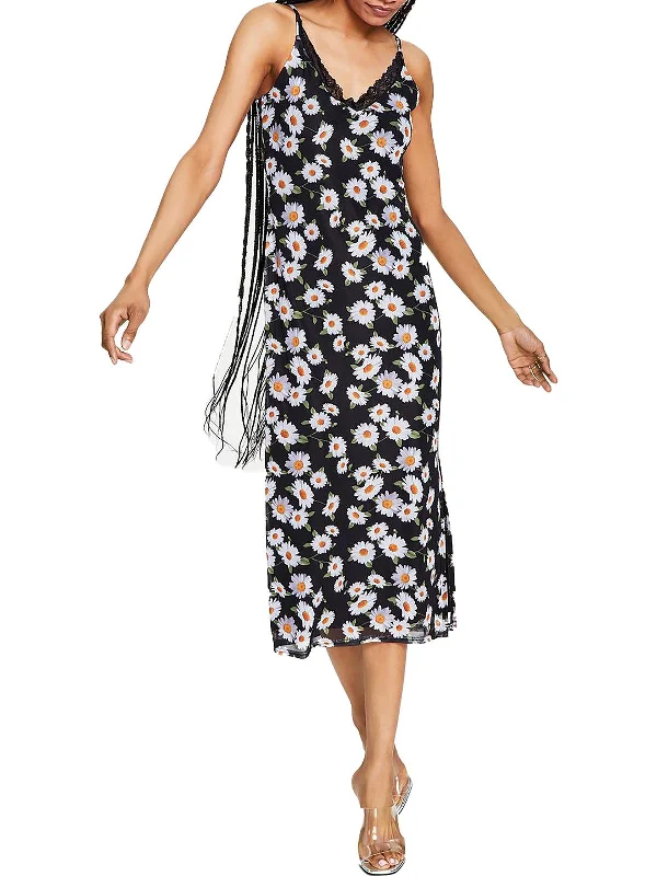 Womens Floral Print Calf Midi Dress Cozy Tie-Dye Midi Dress