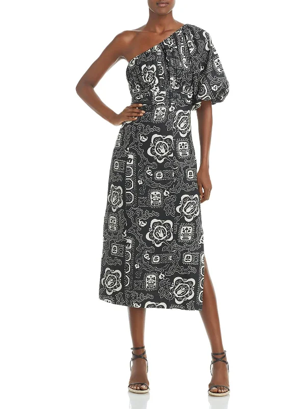 Womens Linen Printed Midi Dress Fashionable Pencil Midi Dress