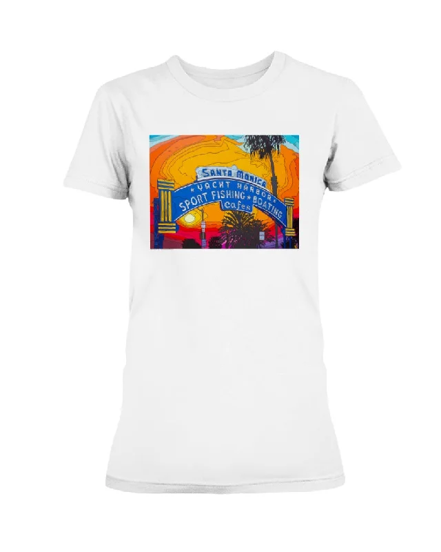 Santa Monica Pier Sign - Missy T-Shirt Casual Formal Business