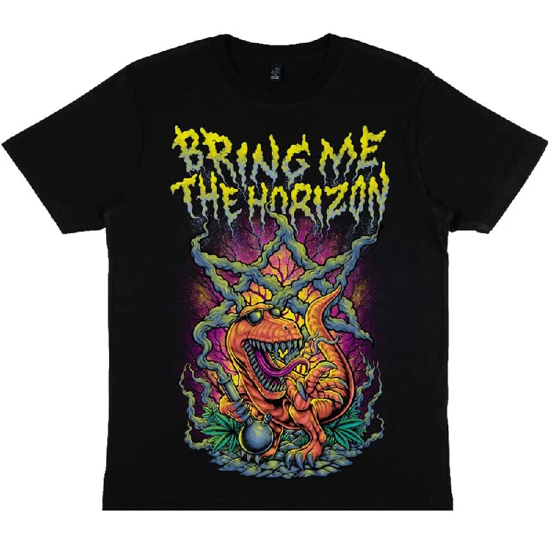 Bring Me The Horizon | Official Band T-Shirt | Smoking Dinosaur Polka Dot Checkered Tartan