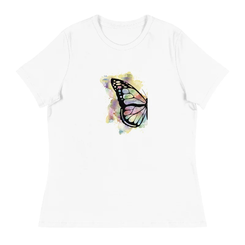 Butterfly Half "Left Wing" Womens Tee Collared T-Shirt Boat Neck A-Line