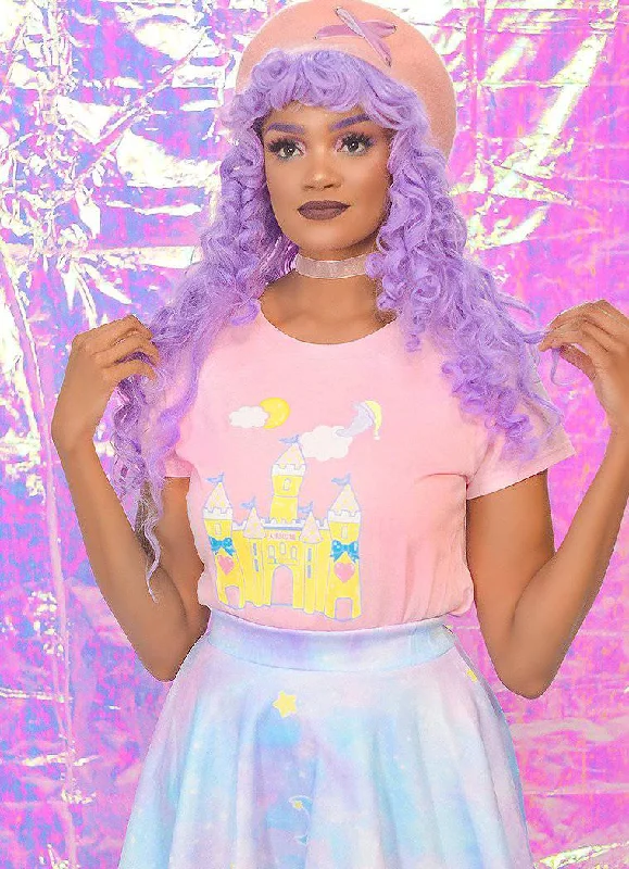 Dream Doll Castle Kawaii T-shirt Solid Print Embellished