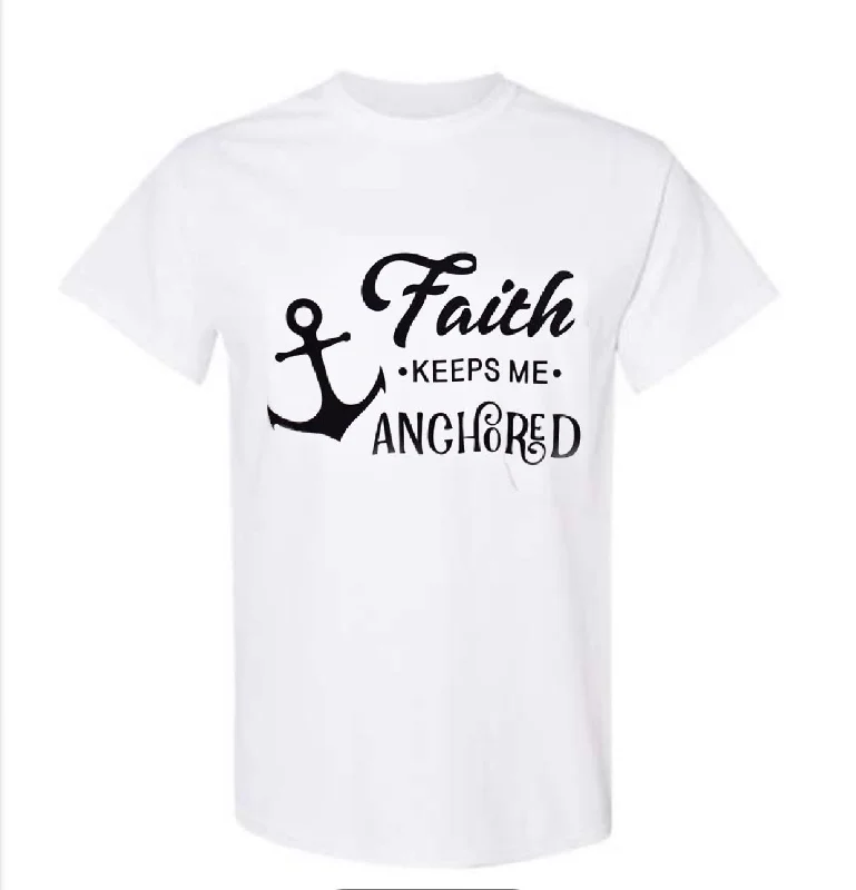 FAITH KEEPS ME ANCHORED T-SHIRT Cotton Polka Dot Checkered Tartan