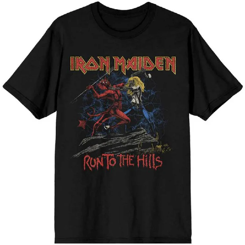 Iron Maiden | Official Band T-Shirt | Number of the Beast Run To The Hills Distress Rayon Fabric Velvet Fabric Corduroy Fabric