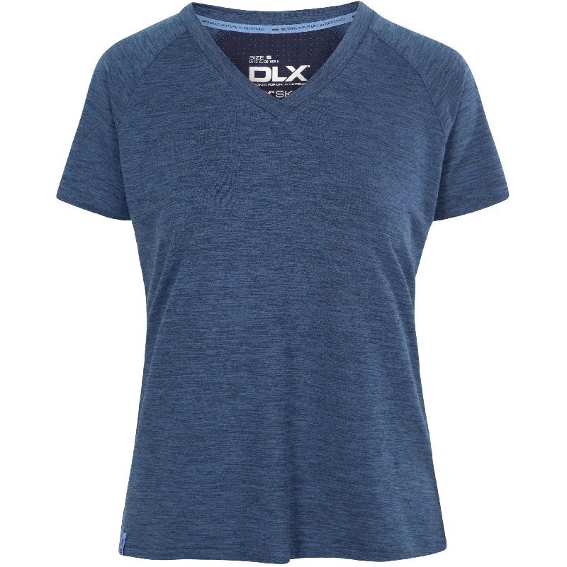 Judith Women's DLX T-Shirt in Navy Marl Front Pockets Side Pockets Patch Pockets