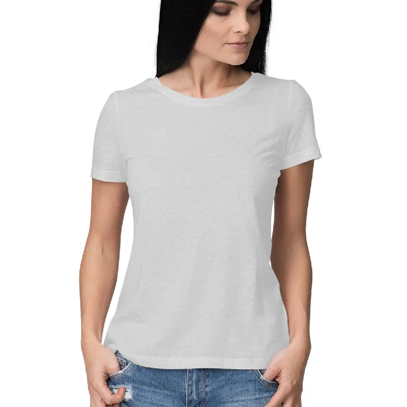 Mélange Grey - Plain Women's T-shirt Layered Multi-layer Single Layer