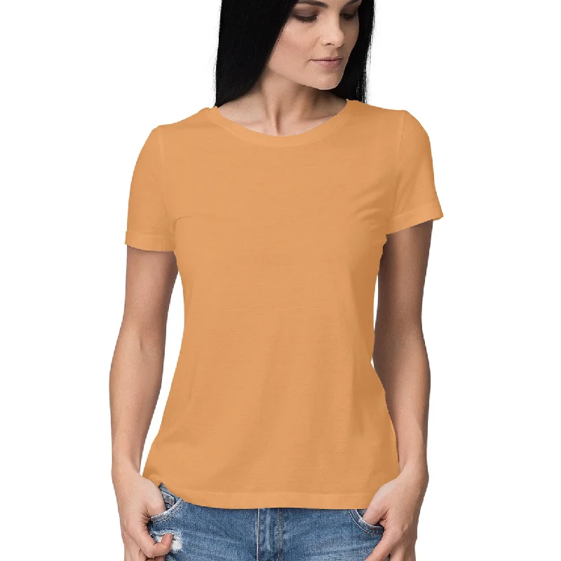 Mustard Yellow - Plain Women's T-shirt Fitted T-Shirt Seamless Stretchy