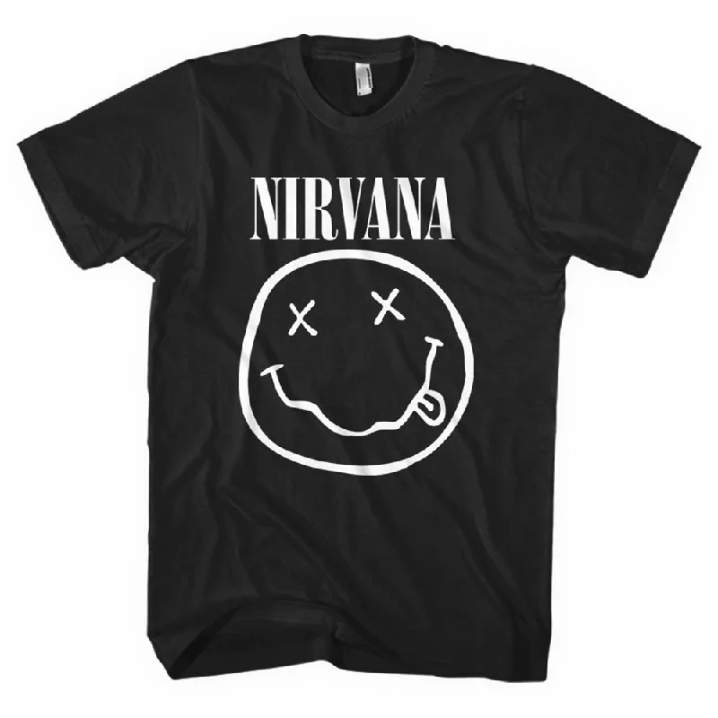 Nirvana | Official Band T-Shirt | Happy Face Silk Blend Satin Velvet