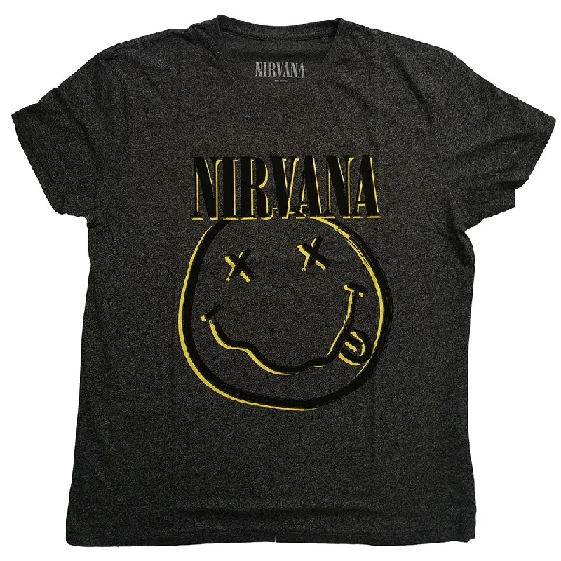 Nirvana | Official Band T-Shirt | Inverse Happy Face Solid Print Embellished