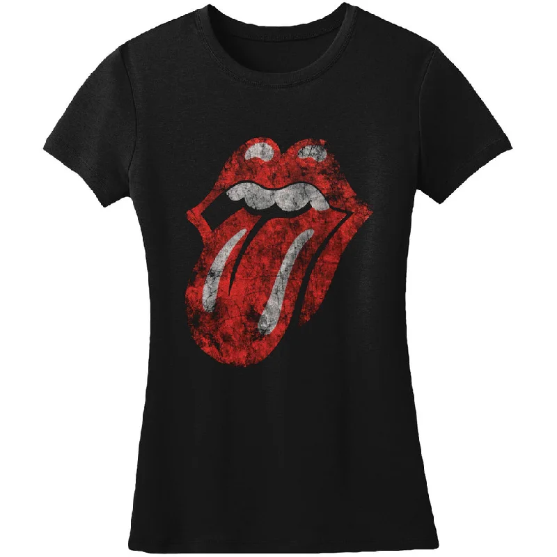 Rolling Stones Womens Tee V-Neck T-Shirt Long Sleeve Cotton