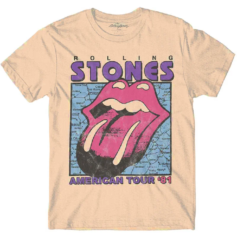 The Rolling Stones | Official Band T-Shirt | American Tour Map Fleece Nylon Spandex