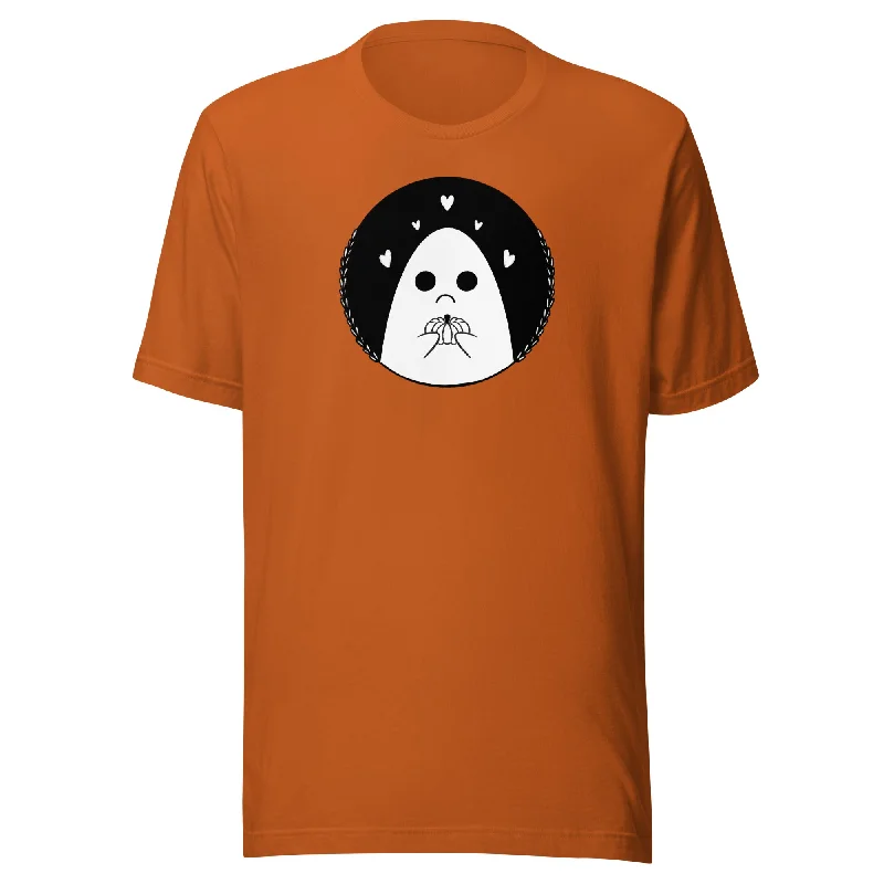 Sad Ghost Loves Halloween Unisex t-shirt Real Fur Shearling Chenille