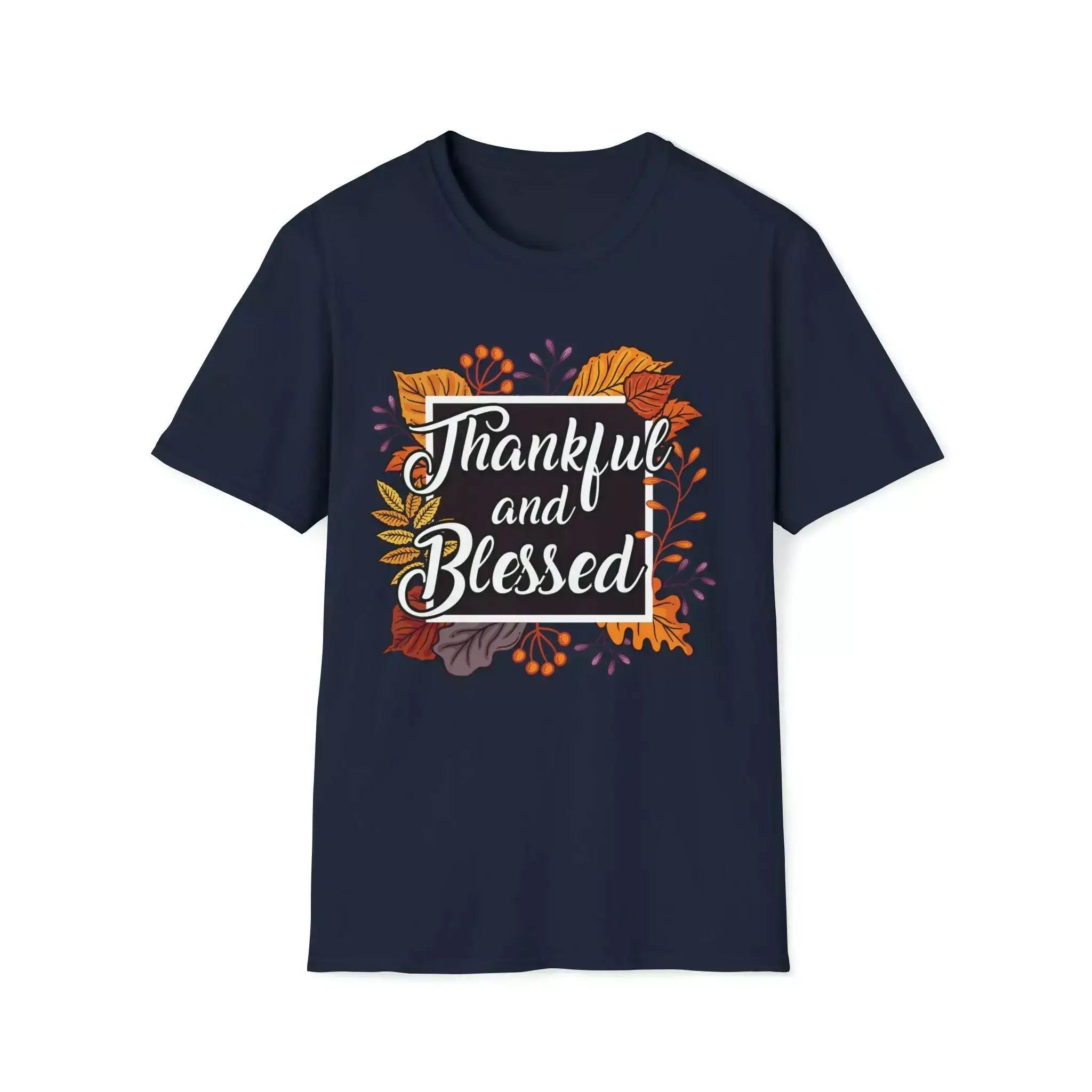 Thankful and Blessed Graphic Tees Basic T-Shirt Crew Neck Short Sleeve