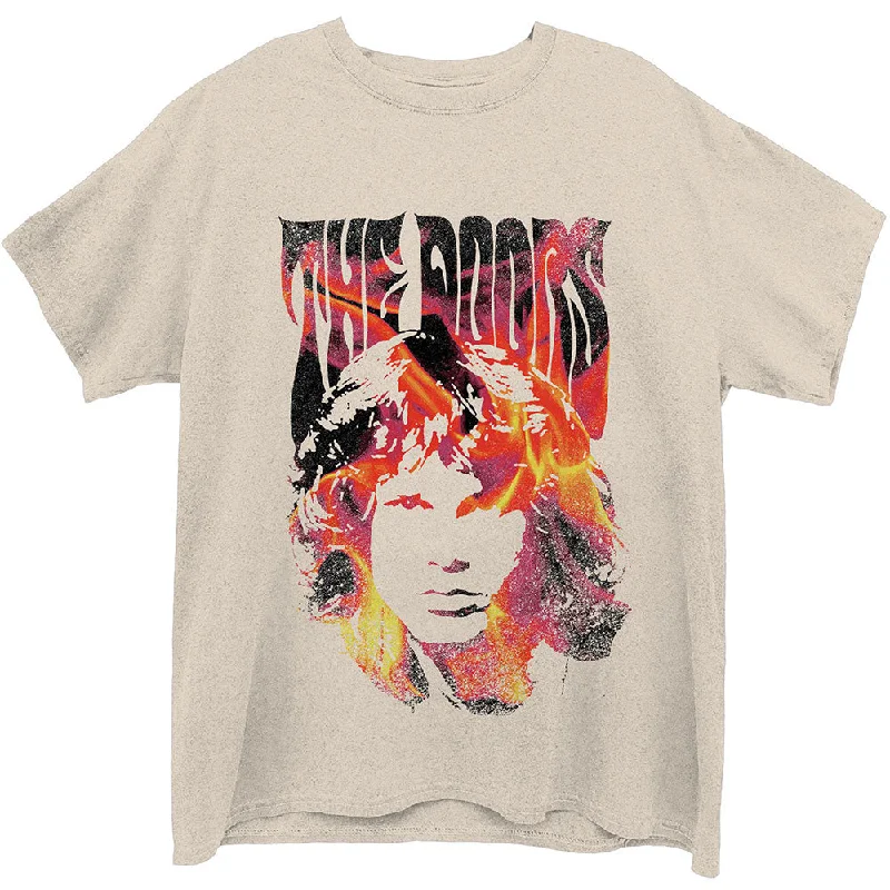 The Doors | Official Band T-Shirt | Jim Face Fire Front Pockets Side Pockets Patch Pockets