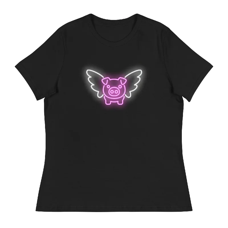 When Pigs Fly Women's Tee Silk Blend Satin Velvet