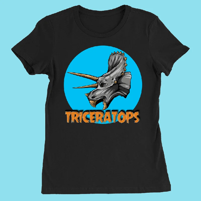 Women Triceratops Head T-Shirt Ribbed T-Shirt High Neck Heavyweight