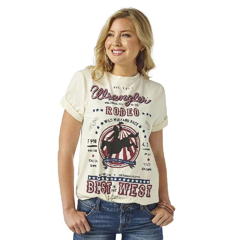 Wrangler Women's Rodeo Graphic Print T-Shirt Sequined Glittery Shiny