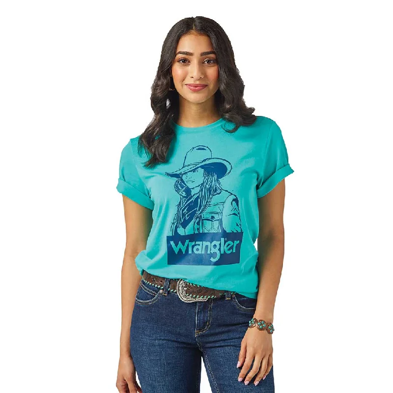 Wrangler Women's Graphic Print T-Shirt Cashmere Blend Cotton Blend Poly Blend