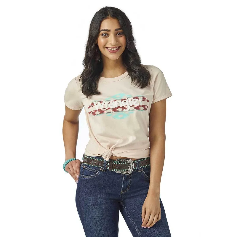 Wrangler Women's Retro Aztec Logo Graphic T-Shirt Zippered Buttoned Snapped