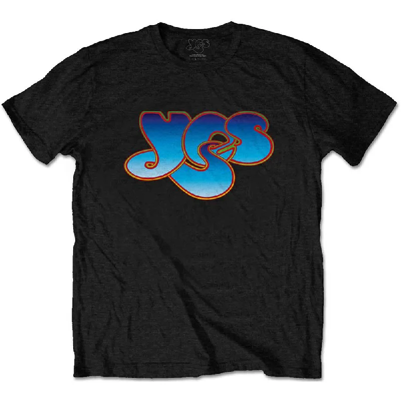 Yes | Official Band T-shirt | Classic Blue Logo Satin Blend Silk Blend Wool Blend