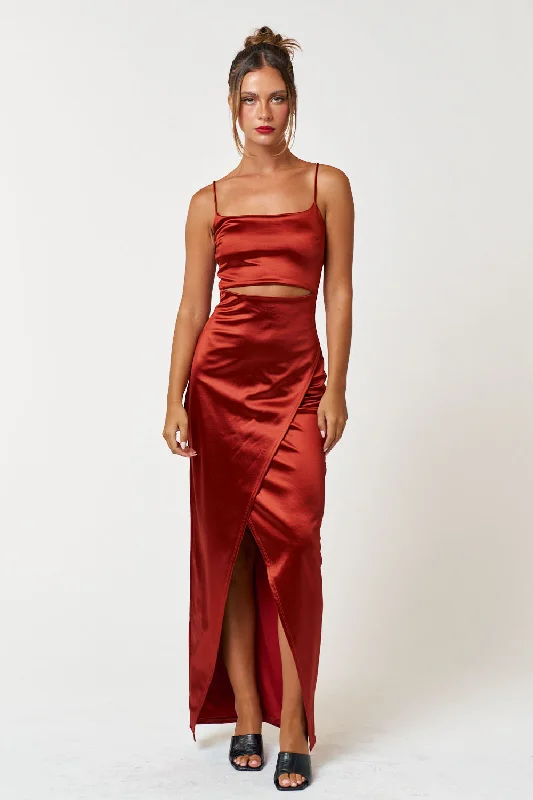 Long Spaghetti Strap Satin Jersey Maxi Dress Comfortable Satin Maxi Dress