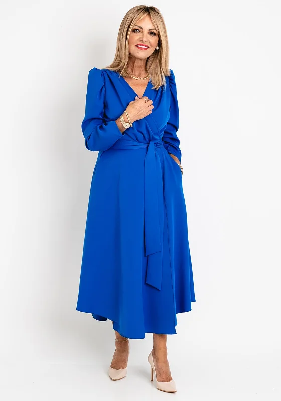 Coco Dolls Emo Wrap Maxi Dress, Royal Blue Casual Maxi Dress with Pockets