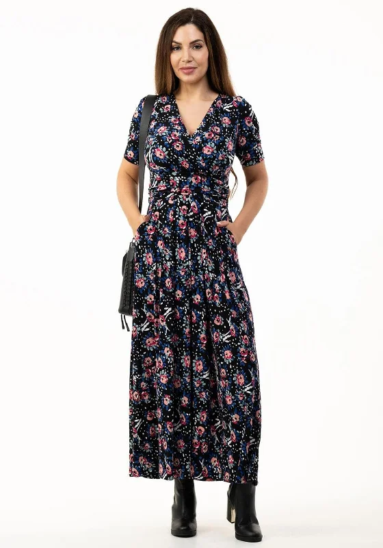 Jolie Moi Beatrice Floral Jersey Maxi Dress, Black Multi Stylish Longline Maxi Dress